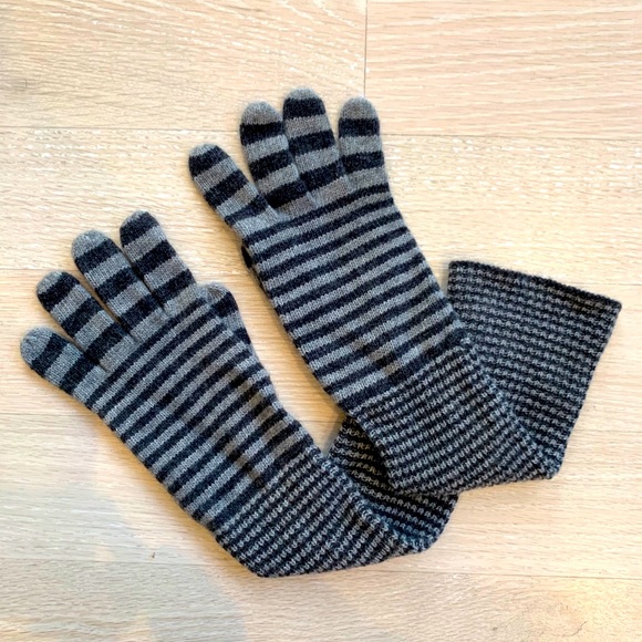 J. Crew Accessories - J. Crew Grey Striped Cashmere Blend Gloves